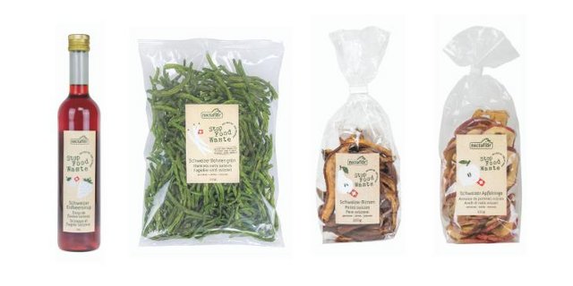 Aktuell gibt es unter der Marke nectaflor «Stop Food Waste – hilf auch Du!» Erdbeersirup, Dörrbohnen, getrocknete Äpfel und Birnen. (Bilder Narimepex)