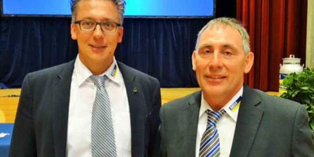 Miba-Geschäftsführer Christophe Eggenschwiler (links) und Präsident Daniel Schreiber. (Bild Markus Rediger)