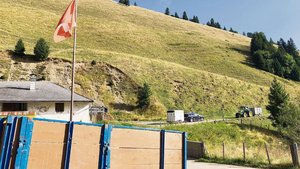 Anhänger statt Blumenbouquets: Um die Kühe nicht noch mehr zu belasten, wurden sie verladen und nach Hause chauffiert.