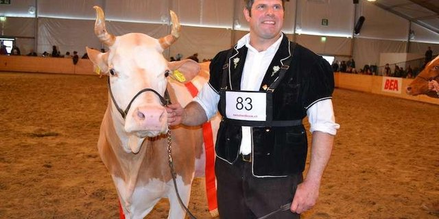 Ein glücklicher Ueli Schärz aus Aeschi b. Spiez BE mit seiner Miss BEA Fabbio Azalea (Bild pf)