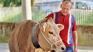 Kuhfan war Adrian Krebs schon immer: Die Glocke war ein Geschenk des Teams zu seiner kürzlichen Hochzeit.