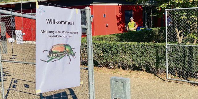 Am 8. September verteilten Mitarbeiter der Fachstelle Pflanzenschutz des Strickhofs Fadenwurmpräparate.