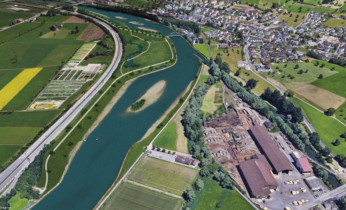 Aufweitung beim Studeschachen, die den Hochwasserschutz erhöht und ökologisch wertvoll ist.