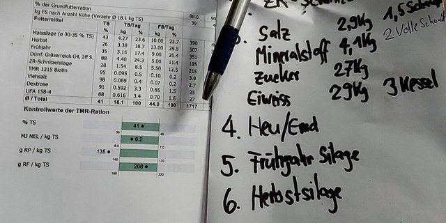 Neben Silage und Heu kommen bei einer Totalmischration auch Kleinkomponenten wie Salz dazu.