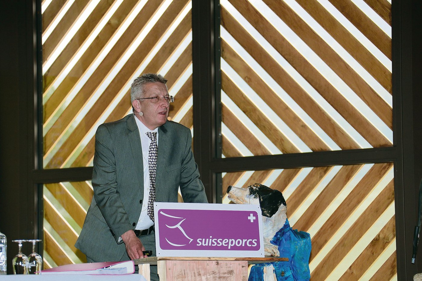 Sprach auch die heiklen Themen an: Felix Grob im Element anlässlich der Delegiertenversammlung der Suisseporcs 2018in Osterfingen SH.  (Bild SP)