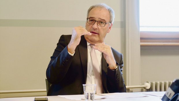Agrarminister Guy Parmelin sind im Moment die Hände gebunden: «Der Fahrplan ist in den Händen des Parlaments».(Bild Jürg Vollmer)