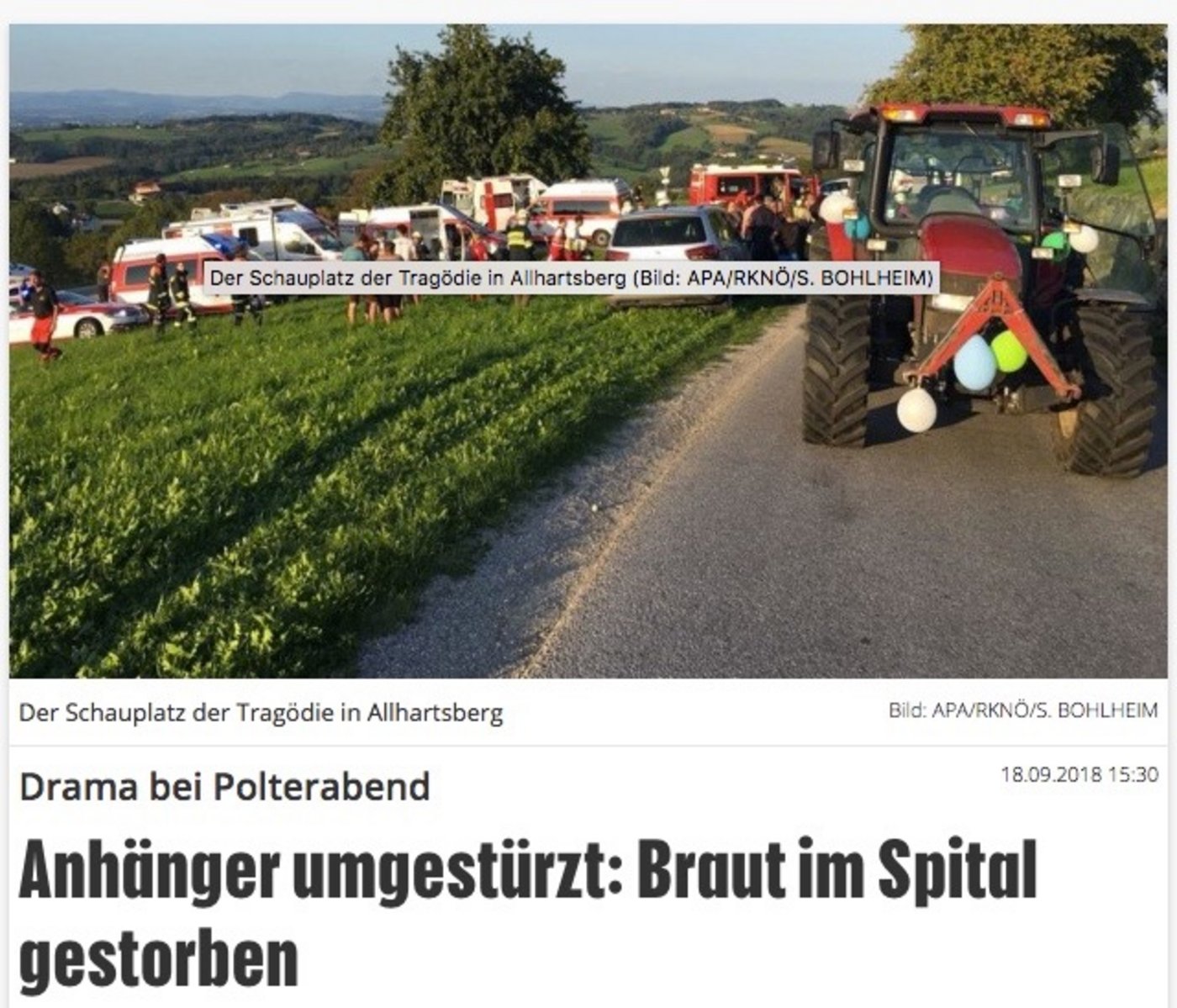 So berichtet die «Kronenzeitung» über den tragischen Unfall. (Bild Screenshot krone.at)