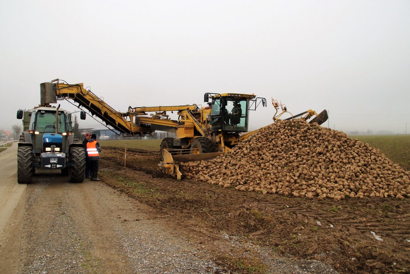 So spät wie noch nie in der Geschichte des Werk Frauenfeld: Am 2. Januar um die Mittagszeit führt der Transportring Stammertal im Zürcher Weinland die  letzte Miete Zuckerrüben ab. (Bild Roland Müller)