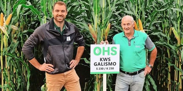 Fabian Roth und Noldi Alpiger von Otto Hauenstein Samen (r.) an der Feldbegehung in von der Schweizersholz SG. 