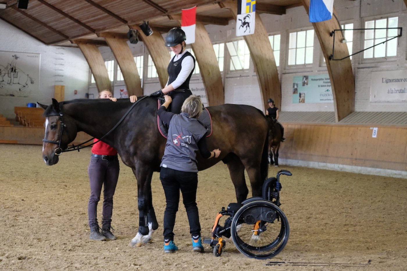 Teamwork ist im Parasport das A und O. Den Prüfungsteil des Vortrabens übernahm Anjas Mutter, nach genauer Anweisung ihrer Tochter. 