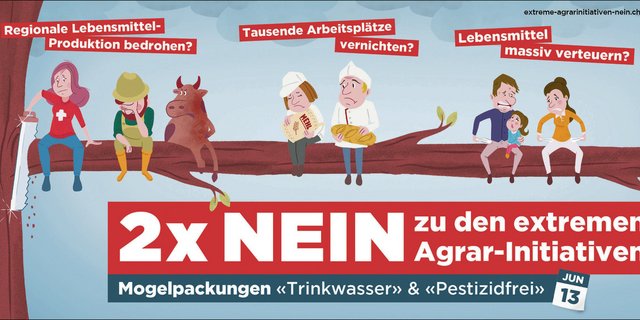 Die Kampagne der Allianz gegen die Pflanzenschutz-Initiativen will mit dem Ast-Sujet aufzeigen, dass der gesamte Landwirtschafts- und Ernährungssektor sowie auch die Konsumenten stark betroffen wären von einer allfälligen Zustimmung des Stimmvolks.(Sujet aus der Kampagne)