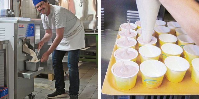 Bruno Rentsch stellt am Ufer des Bielersees normalerweise mit viel Herzblut unterschiedlichste Glacesorten und Schokolade mit viel Liebe zum Detail her. Aber eben diese Nähe zum Seeufer verhindert momentan die Glaceproduktion. (Bild aw/Arco Glace)