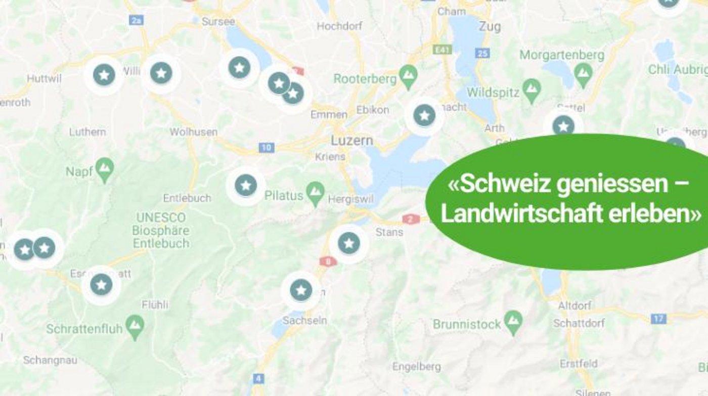 Ferien in der Schweiz? Auf unserer Karte entdecken Sie wunderschöne Übernachtungsmöglichkeiten auf Bauernhöfen in der Schweiz (Bild: BauernZeitung).